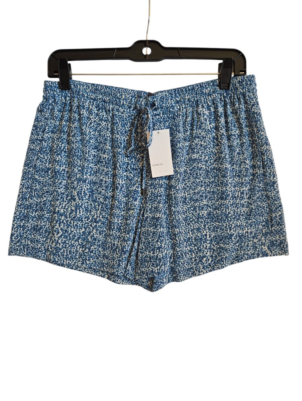 Vince Static Print Silk Charmeuse Shorts, Blue